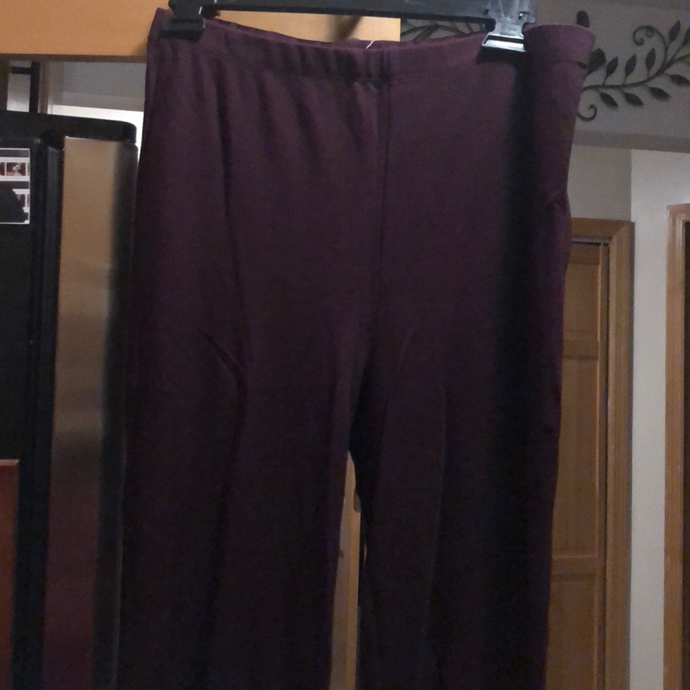Plum colored flare pants